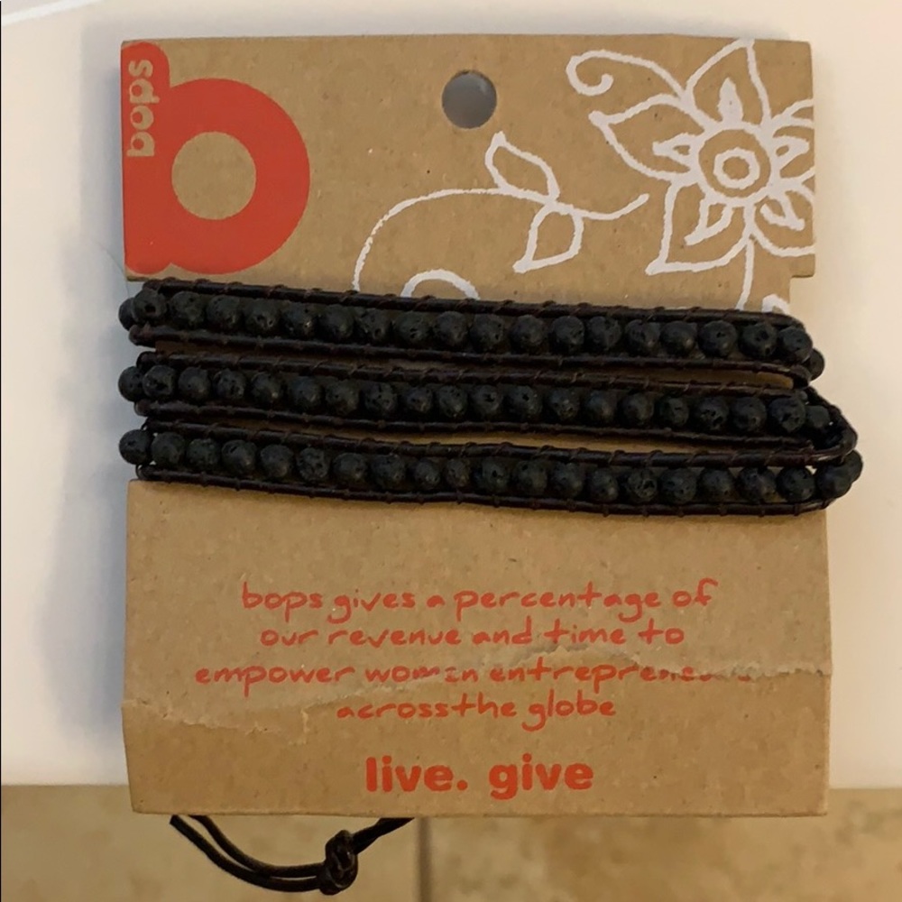 Bops brown stone beaded wrap bracelet